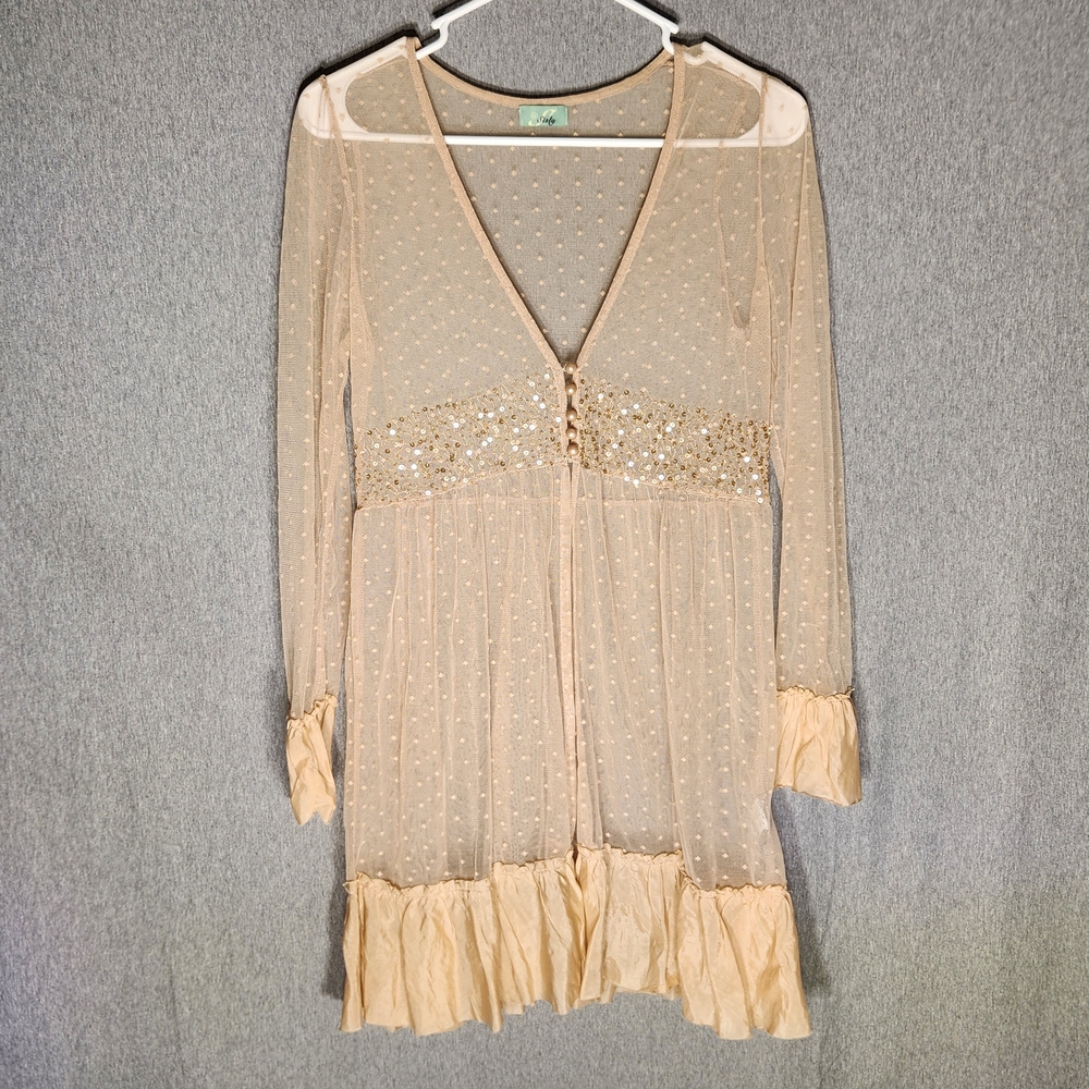 Sisley Beige Polka Dot Mesh Top